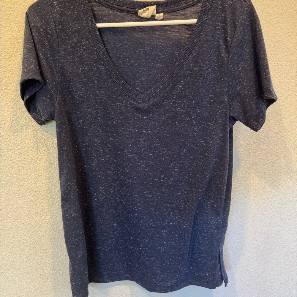 White Crow Heathered Navy V-Neck Tee